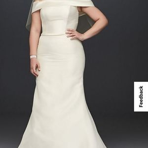 David Bridal Off-the-ShoulderMikado Plus Size Wedding Dress